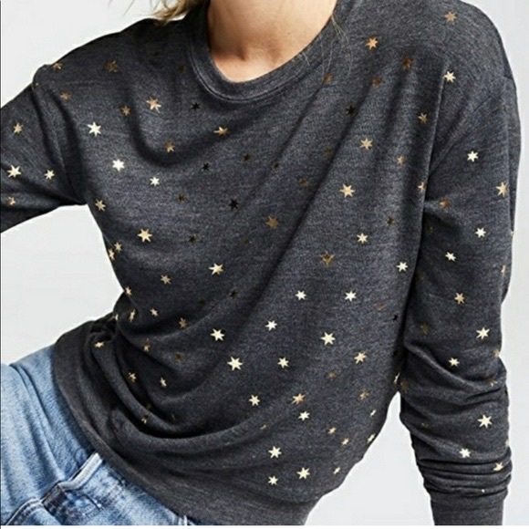 Spiritual Gangster Tops - Spiritual Gangster Rose Gold Star Gray Crop Pullover Sweatshirt sz L